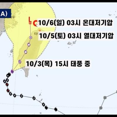 태풍은 소멸 직전이랍니다.